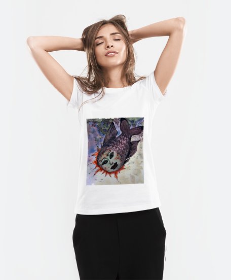 Жіноча футболка Рыба с человеческим лицом