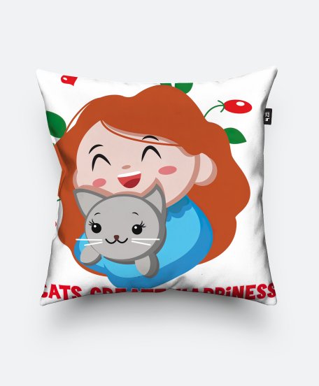 Подушка квадратна Дівчина з котом