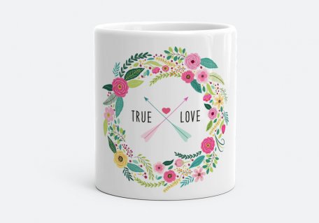 Чашка Настоящая любовь, цветочный веночек