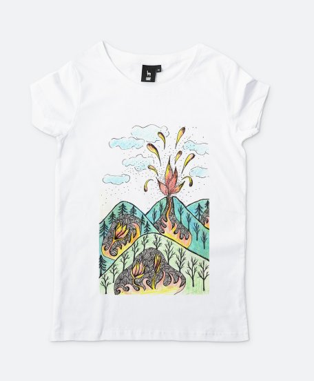 Жіноча футболка в вулканах спят цветы..