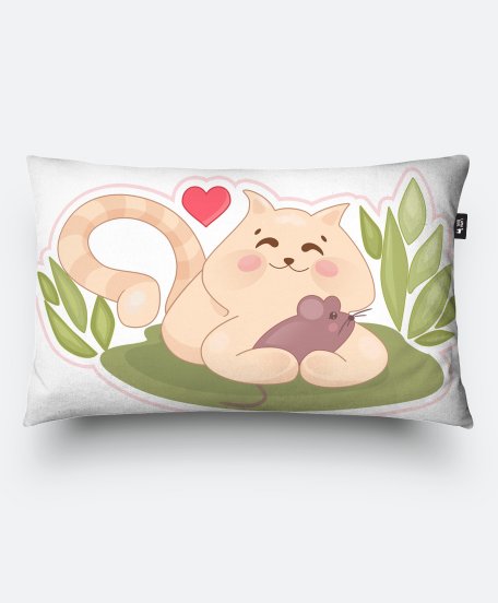 Подушка прямокутна Киця  з мишкою
