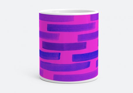 Чашка акварельні сіні смуги рожеве тло