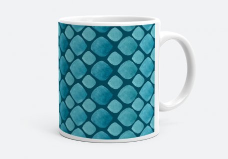 Чашка Блакитно голубі квадратики діагонально