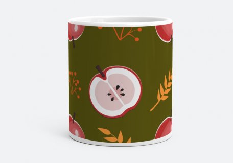 Чашка осінній орнамент яблоки