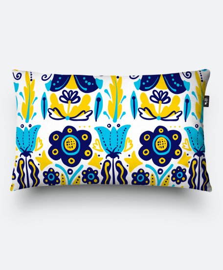 Подушка прямокутна голубые цветы
