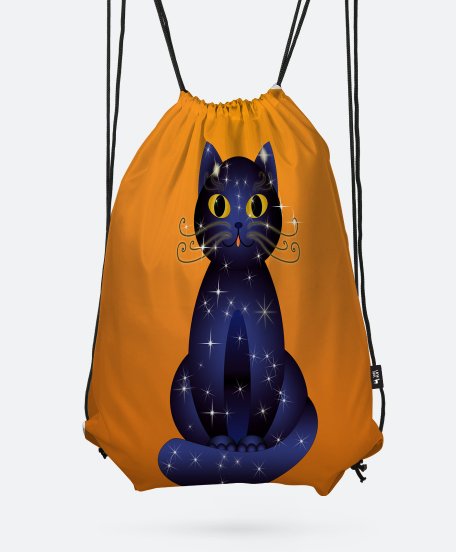 Рюкзак Синьо-чорний кіт на жовтогарячому