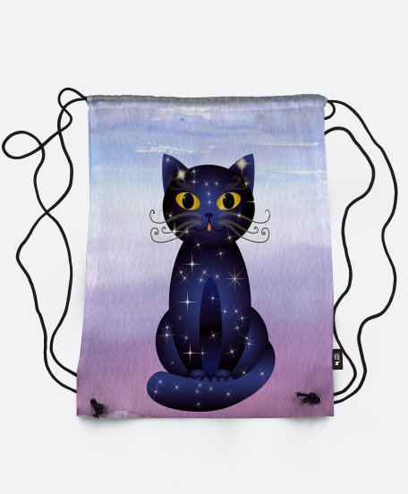 Рюкзак Синьо-чорний кіт на акварельному