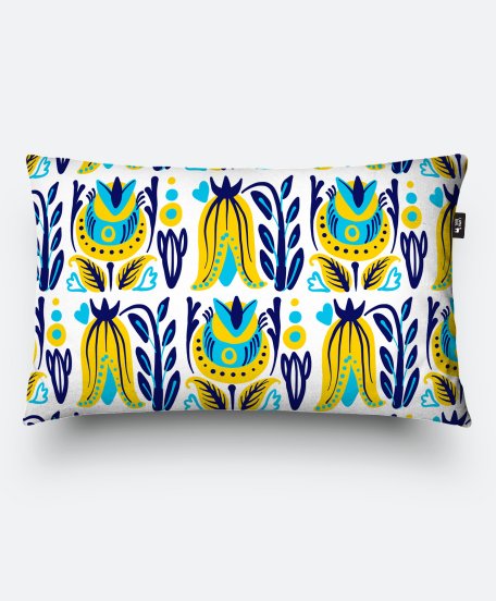 Подушка прямокутна Украинские голубые цветы