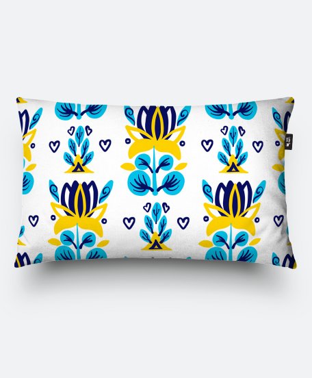 Подушка прямокутна Украинские голубые цветы