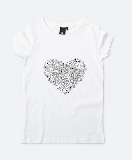 Жіноча футболка Heart of flowers and butterflies 