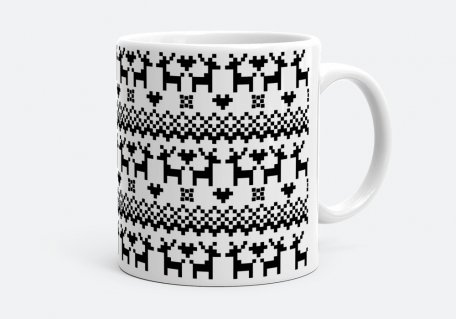 Чашка Зимовий візерунок светра з оленями, сніжинками та серцями