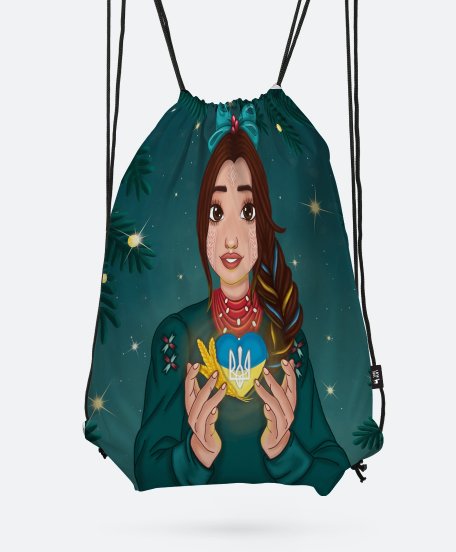 Рюкзак Девушка с украинской символикой в сердце навсегда. Дівчина з українською символікою у серці назавжди