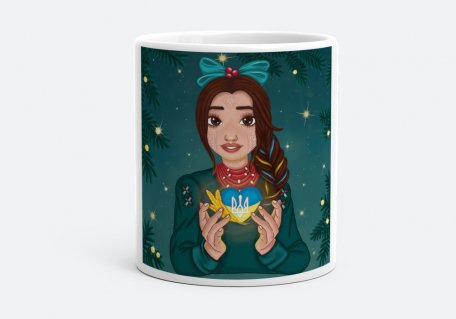 Чашка Девушка с украинской символикой в сердце навсегда. Дівчина з українською символікою у серці назавжди