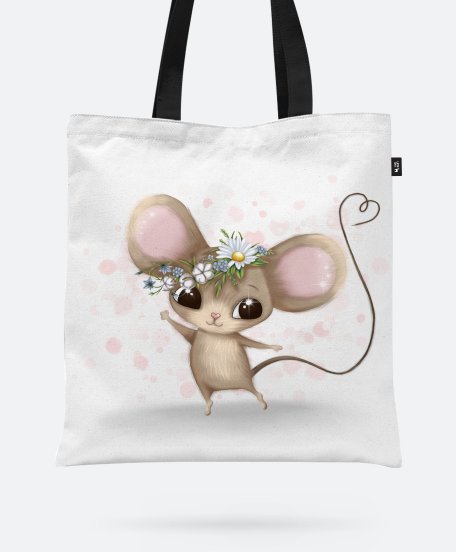 Авоська Романтична миша з польовими квітами на голові до Дня Святого Валентина