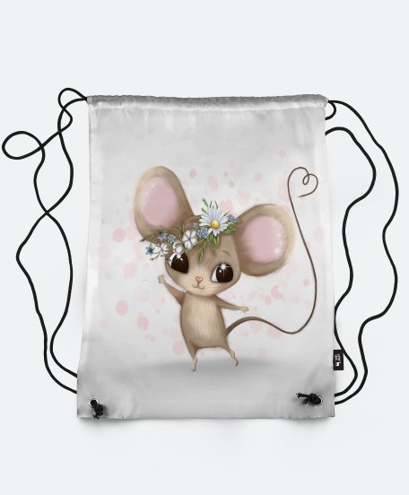 Рюкзак Романтична миша з польовими квітами на голові до Дня Святого Валентина