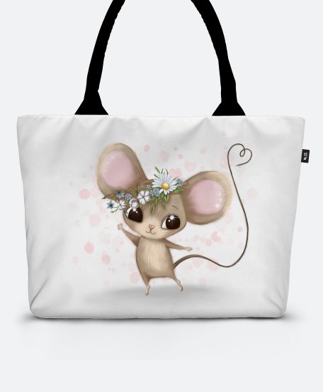 Шопер Романтична миша з польовими квітами на голові до Дня Святого Валентина