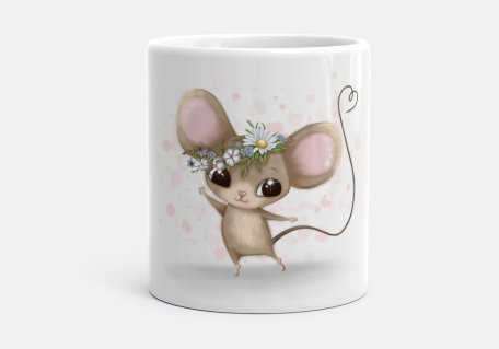 Чашка Романтична миша з польовими квітами на голові до Дня Святого Валентина