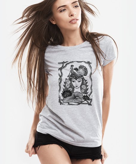 Жіноча футболка девушка с птицей