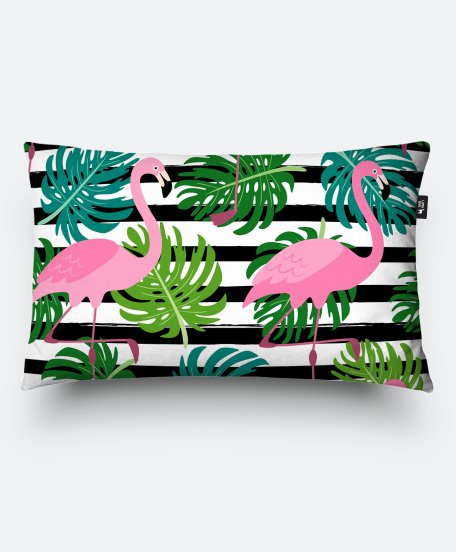 Подушка прямокутна Тропики паттерн с фламинго