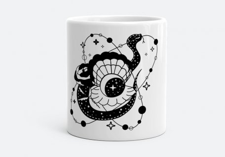 Чашка Містична змія космосу та океану. Мінімалістична езотерична змія