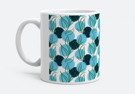 Чашка Стеблинка з листочками на блакитних і темно-зелених плямах