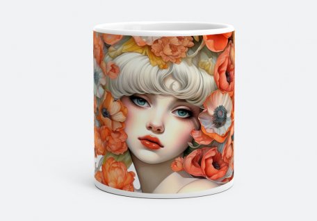 Чашка Дівчина з квітами маків