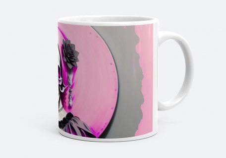 Чашка Дівчина - скелет у рожевому