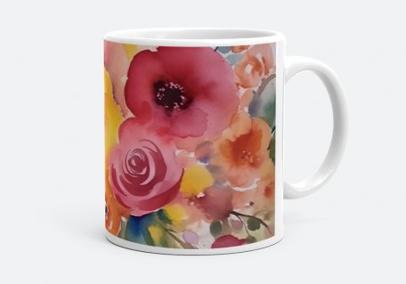 Чашка Принт з квітами.Акварель 