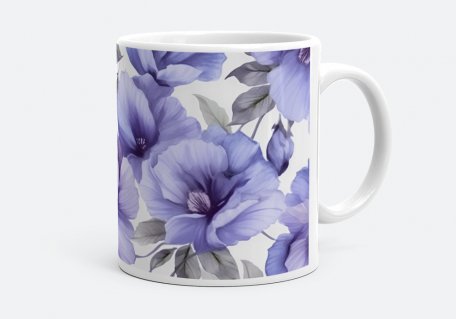 Чашка Принт з фіолетовими квітами.Акварель 