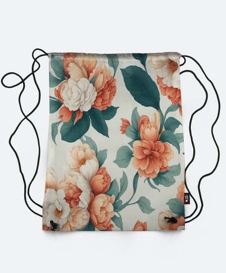 Рюкзак  текстури з квітами. Півонії, троянди