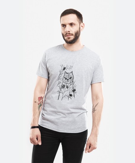 Чоловіча футболка кот в цветах