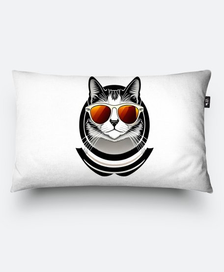 Подушка прямокутна Крутий кіт в окулярах
