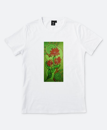 Чоловіча футболка лисы и осенние цветы