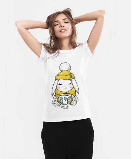 Жіноча футболка Зимовий Сонячний Зайчик 