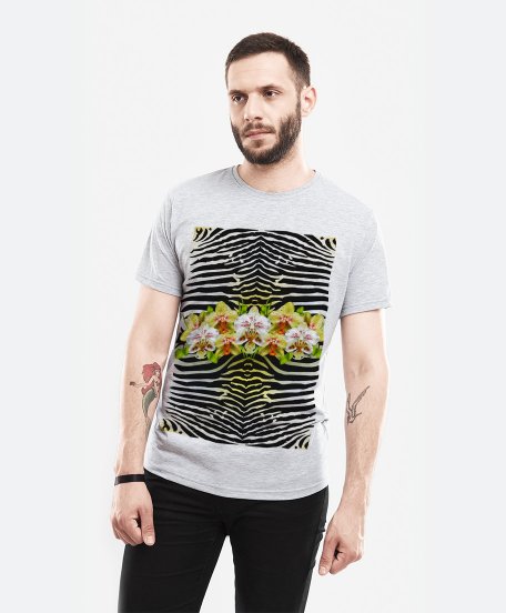 Чоловіча футболка Зебра та орхідея