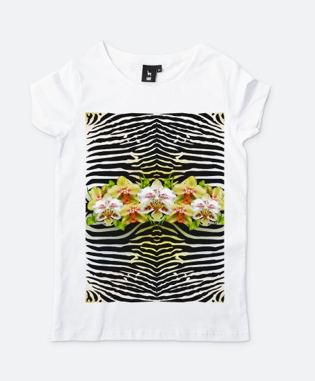 Жіноча футболка Зебра та орхідея