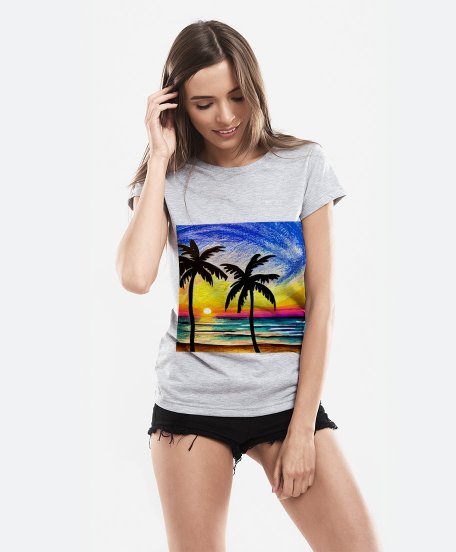 Жіноча футболка Пальмово-пляжна пристрасть (вектор)