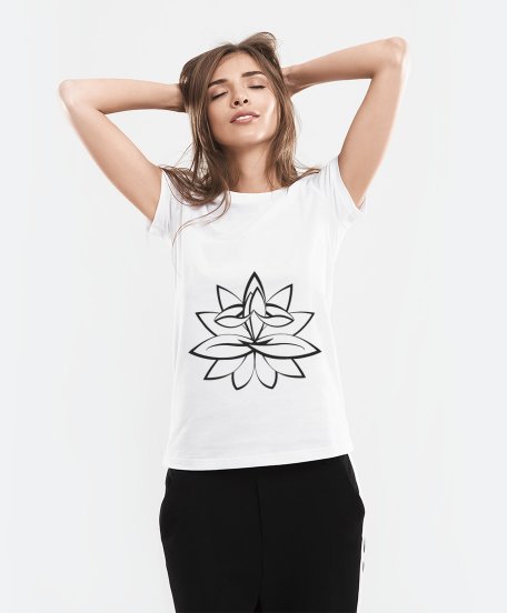 Жіноча футболка he Lotus holding a lotus (Yoga Meditation & Zen Contemplation)