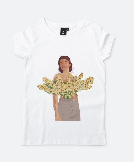 Жіноча футболка Дівчина з мімозами