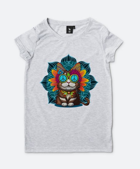 Жіноча футболка Кошка Бохо с Символом Мира