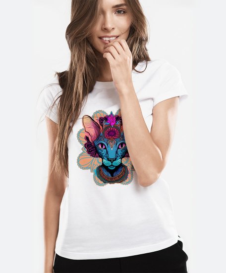 Жіноча футболка Орієнтальна Кішка Бохо