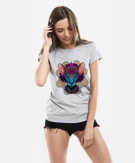 Жіноча футболка Орієнтальна Кішка Бохо