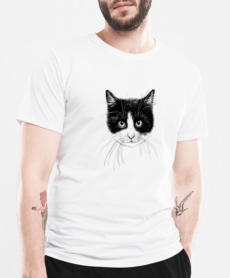 Чоловіча футболка black and white cat