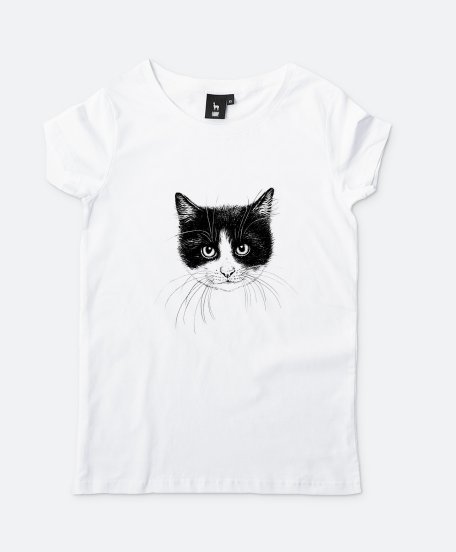 Жіноча футболка black and white cat