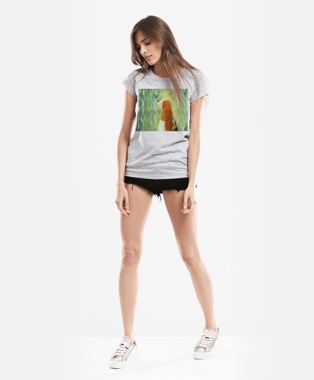 Жіноча футболка Цуценя бігля та метелик