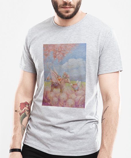 Чоловіча футболка Пухнастики серед квіткових степів