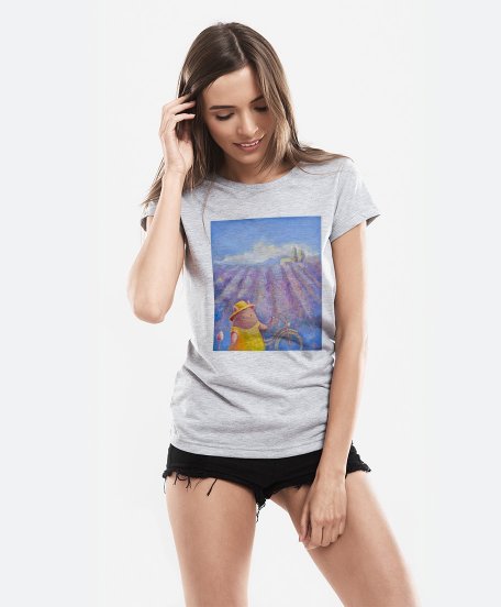 Жіноча футболка Пухнастик і лавандове поле