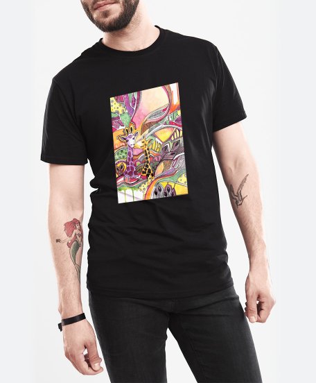 Чоловіча футболка Drawing watercolor giraffes in love