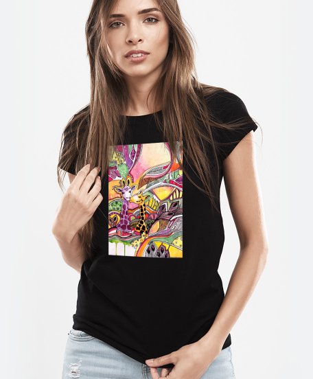 Жіноча футболка Drawing watercolor giraffes in love