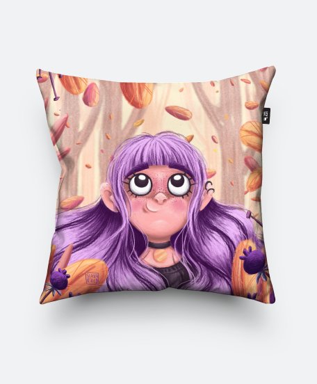 Подушка квадратна Дівчинка з фіолетовим волоссям